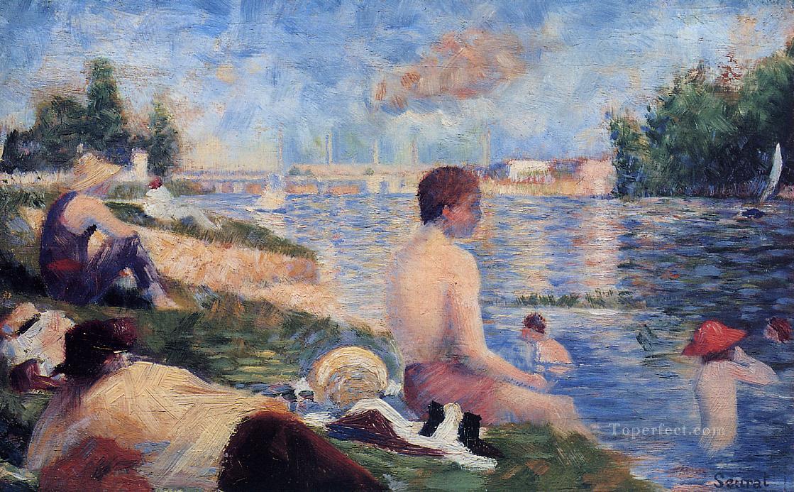 final study for bathing at asnieres 1884 Oil Paintings